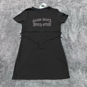 HARD ROCK ROCK-STAR black short- sleeve mini dress size L New